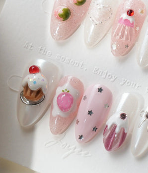 Berry Pudding handmade dessert press-on nails by Joyee Nails - image 2