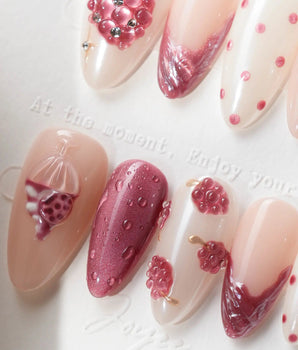 Berry Tart raspberry dessert press-on nails by Joyee Nails - image 2