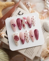 Berry Tart raspberry dessert press-on nails in medium stiletto shape