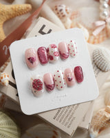 Berry Tart raspberry dessert press-on nails in short oval shape