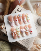 Birthday Party Long Coffin press on nails, handmade custom nails by Joyeenails