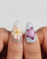 Blue Lagoon Medium Almond press on nails, handmade custom nails by Joyeenails