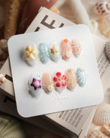 Blue Lagoon Extra Short Almond press on nails, handmade custom nails by Joyeenails