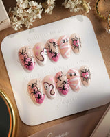Boo Barbie press-on nails — Pink White Halloween, Ghost Pumpkin Mummy. handmade nail art by Joyee Nails