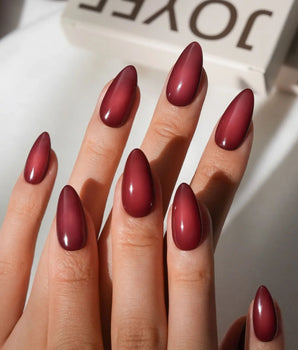 Brick Short Almond red press on nails fall with red aura handmade nail art - image 1