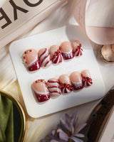 Broadway Rouge nails in short square — Festive Red & White