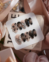 Butterfly Effect press-on nails — Neutral Nude & Black,