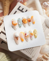 Caramel Toast bakery press-on nails in medium almond shape