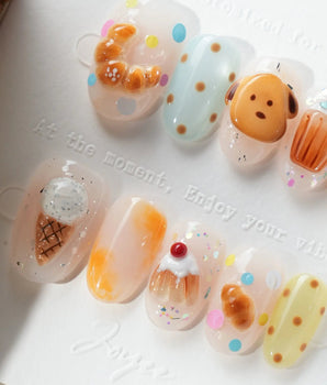 Caramel Toast handmade bakery press-on nails by Joyee Nails - image 1