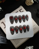 Cathedral Rose handmade press-on nails in short almond shape by Joyee Nails