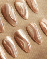 Champagne Ribbons nails in medium almond — Champagne Nude Gold, Silky