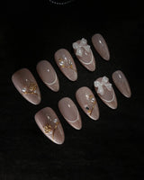 Champagne Veil press-on nails — Soft Nude Pink, Shimmering