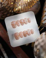 Champagne Veil nails in extra short oval — Soft Nude Pink, Shimmering
