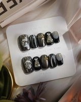 Christmas Eve nails — Obsidian Black & Shimmering by Joyee Nails