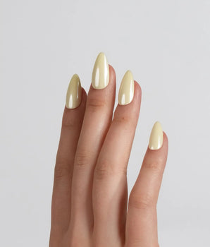 Chrome Nails - Butter Yellow handmade press-on nails featuring Butter Yellow solid nails
