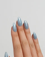 Chrome Nails - Sky Blue nail art close-up showing sky blue solid nails details
