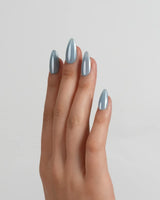 Chrome Nails - Sky Blue handmade press-on nails featuring sky blue solid nails