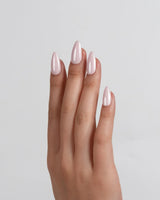Chrome Nails - Soft Pink nail art close-up showing soft pink solid nails details