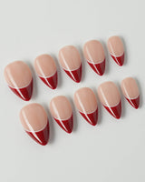Classic Return - Rose in short stiletto shape with burgundy and nude French tips