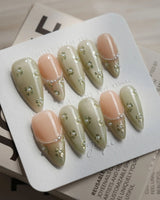 Clover Field nails — Fresh Grass Green, Hand-painted by Joyee Nails