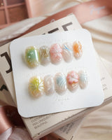 Color Rush Short Oval press on nails, handmade custom nails by Joyeenails