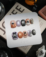 Costume Miffy handmade press-on nails in extra short squoval shape by Joyee Nails
