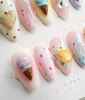 Cream Scoop ice cream parlor press-on nails by Joyee Nails - image 2