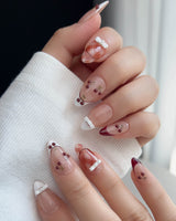 Cherry Miss press-on nail set — Red White French, 3D Bow & Cherry. design, hand-painted with real gel polish
