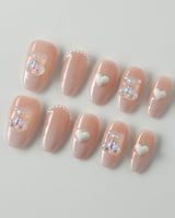 Cute Bear Hug press-on nails in medium oval shape — cute nails