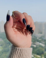 Cutting Edge press-on nail set — Black ombre nails design, hand-painted with real gel polish