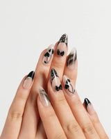 Dark Cherry press-on nails — Chic Black & Nude,