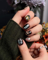 Spooky Night press-on nails — Vintage Halloween, Pumpkin Castle