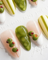 Dirty Martini Short Almond press on nails, handmade custom nails by Joyeenails