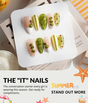 Dirty Martini Short Almond press on nails, handmade custom nails by Joyeenails