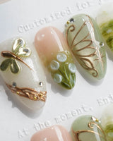 Dragonfly Pond nails in short almond — Mori Fairy Dream, 3D