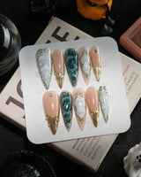 Electric Muse handmade press-on nails in long stiletto shape by Joyee Nails