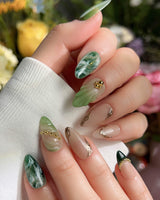 Emerald - Jade Sutra press-on nails — Elegant Grape Green, Marble