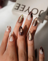 Bonfire Short Almond brown marble press on nails with brown marble handmade nail art - image 2