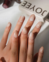 Chai Short Oval nude press on nails with brown ombre handmade nail art - image 3