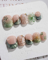 Fairyland - Jetlag Garden nails — Forest Dark Green, Hand-painted by Joyee Nails
