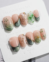 Fairyland - Jetlag Garden nails — Forest Dark Green, Hand-painted by Joyee Nails