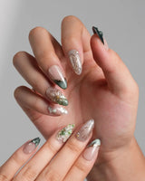 Fairyland - Jetlag Garden press-on nails — Forest Dark Green, Hand-painted