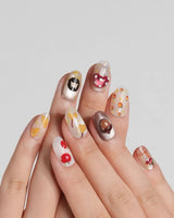 Cute Hedgehog press-on nails with hedgehog, mushroom, and autumn forest details