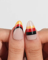FIFA Germany reusable nails with solid black accents and German tricolor French tips