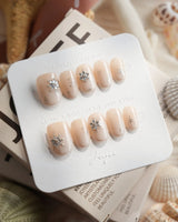 First Flake Extra Short Oval press on nails, handmade custom nails by Joyeenails