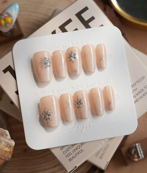 First Flake nails in short coffin — Icy Milky White &