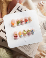 Fruit Tips 3D fruit French tip press-on nails in extra short oval shape