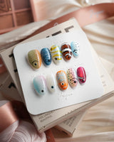 Funky Fish tropical fish press-on nails in extra short almond shape