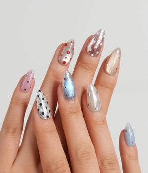 Gelato Dot Short Almond press on nails, handmade custom nails by Joyeenails