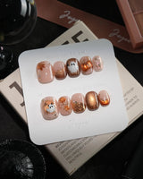 Ghost Portrait handmade press-on nails in extra short squoval shape by Joyee Nails